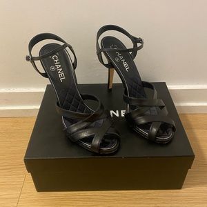 Chanel Black Heel Sandals